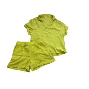 Magaschoni Set Womens Small S Organic‎ Cotton Set Green Chartreuse Travel Gauze